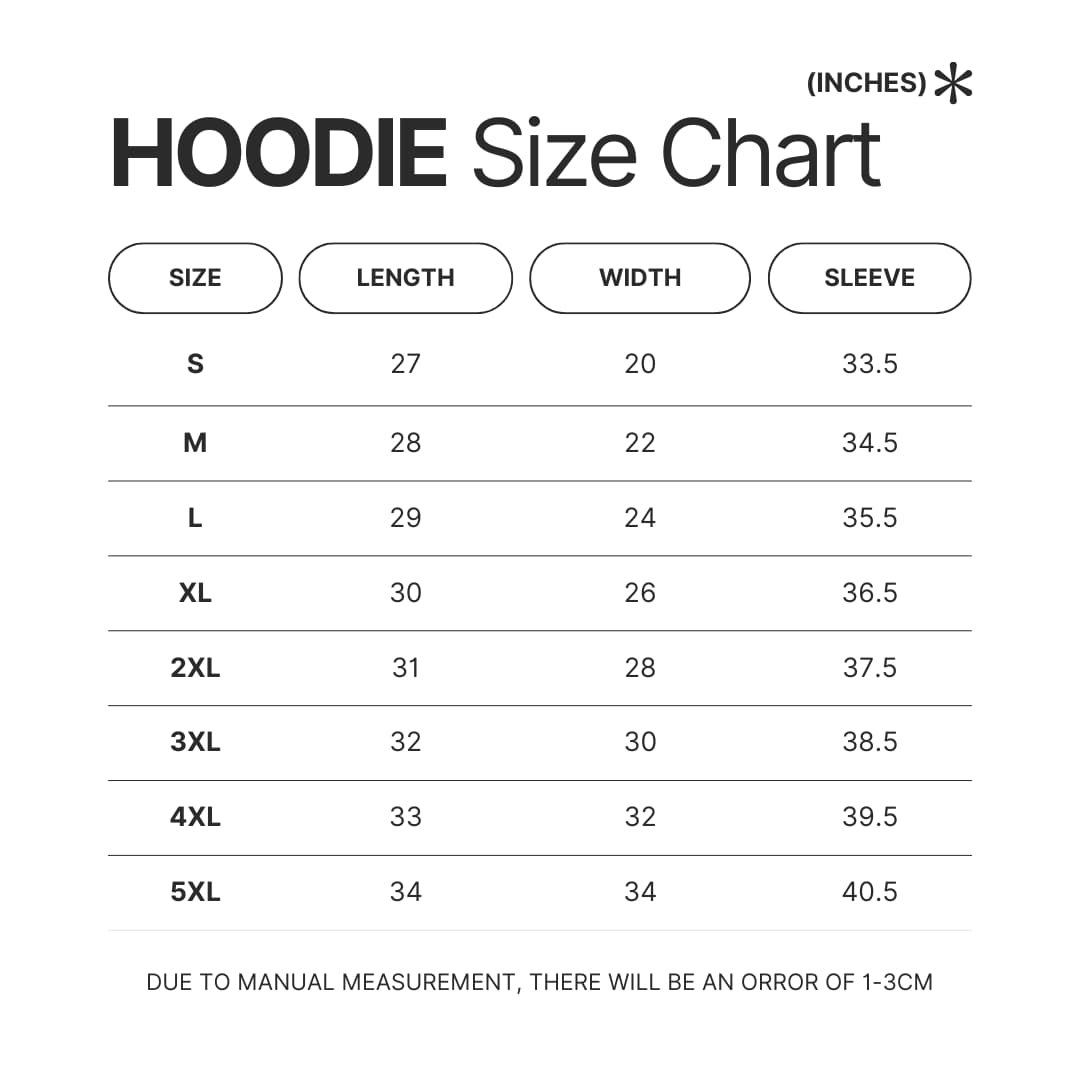 Hoodie Size Chart - Alvin And The Chipmunks Shop