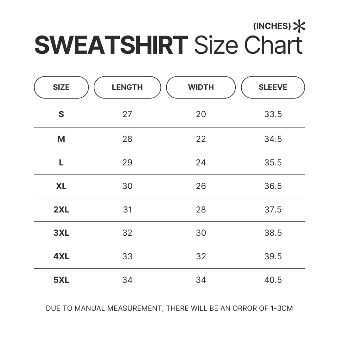 Sweatshirt Size Chart - Alvin And The Chipmunks Shop