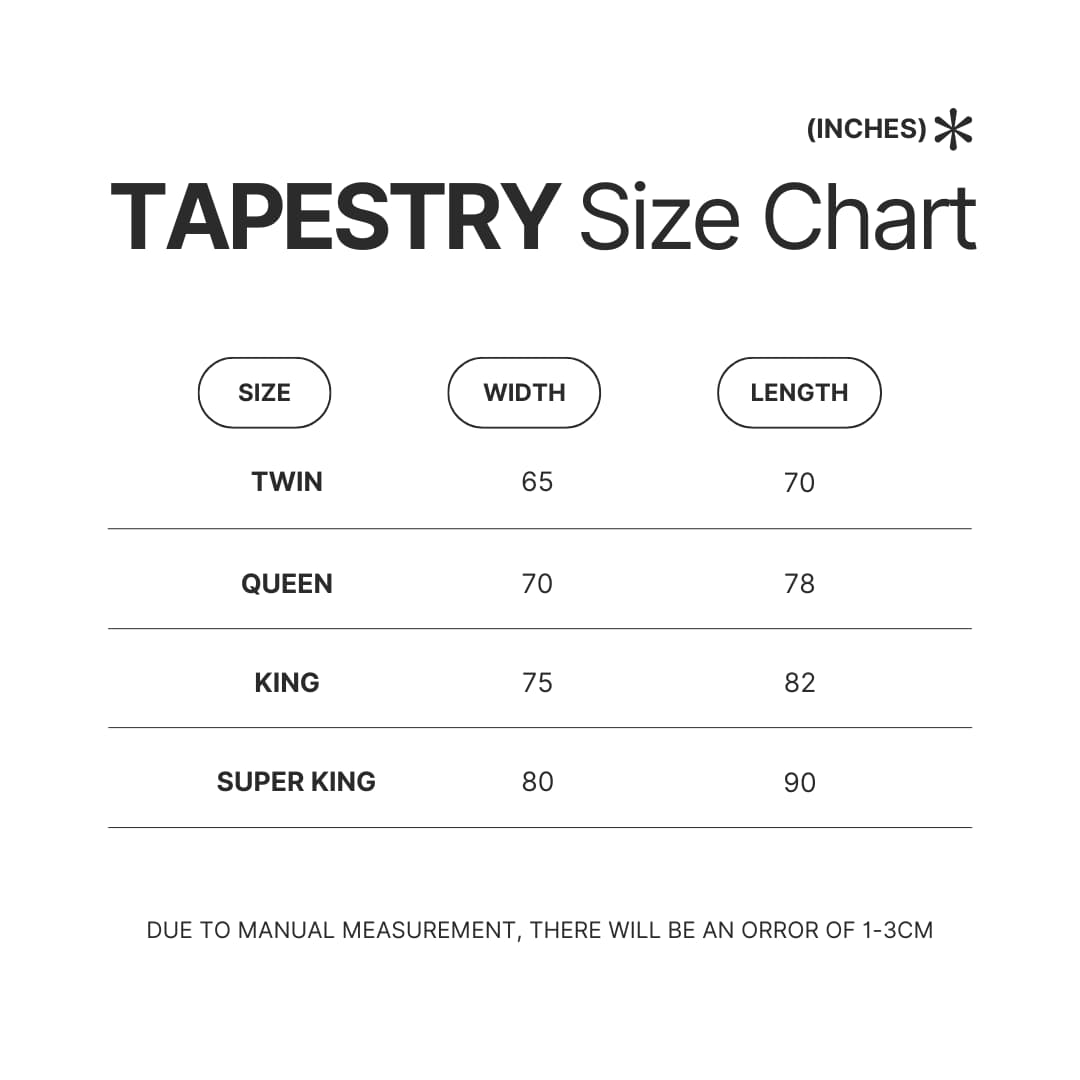 Tapestry Size Chart - Alvin And The Chipmunks Shop