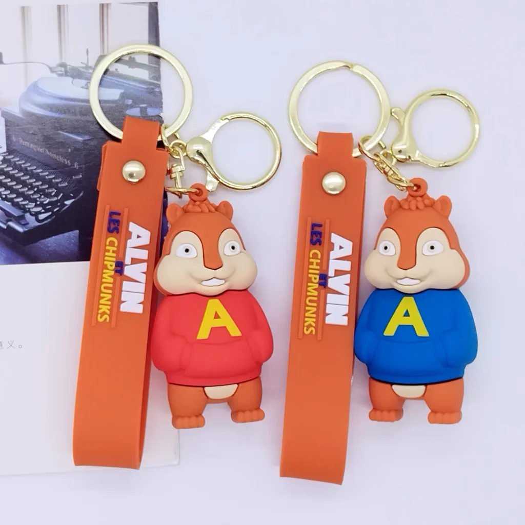 kf Sa1e2c64acd294d1c8424336129dce3ca1 Cartoon animation mouse to treasure keychain cute Alvin Simon Theodore key chain bag accessories wholesale - Alvin And The Chipmunks Shop