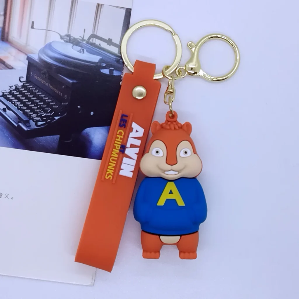 kf Se4e180b21e014c26843a1a9f70094222O Cartoon animation mouse to treasure keychain cute Alvin Simon Theodore key chain bag accessories wholesale - Alvin And The Chipmunks Shop